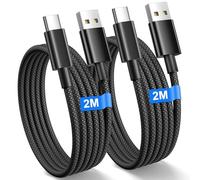 Cable USB C Carga Rapida 2M 2Pack, Cable USB a USB C con Galaxy S25/S24/S23/S22/S21/A35/A34 A56/55, Phone 16/15 Plus Pro Max, Pixel 8 7 6, Nylon Cable Carga Rapida Tipo C Cable Phone Carga Rapida