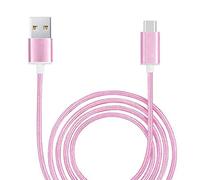 Cable USB-C Compatible Vivo V40 SE 5G Cable USB Trenzado Nylon 1 Metro Cable Carga/Sincronización Rápida-Transferencia de Datos - Rosa