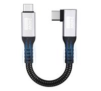 Cable USB C corto,cable USB C 20cm,20Gbps/240W/5K@60Hz,USB 3.2 Gen2×2,cable de vídeo US B C@US B C de 90 grados PD3.1 4K@144Hz para iPhone 16/Plus/Pro/Pro Max/iPhone 15/MacBook Pro/iPad Pro,PSSD