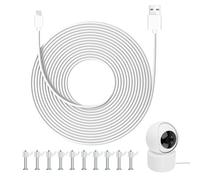 Cable USB-C de 10 m y 66 W, Cable alargador de Carga rápida Compatible con cámaras de Seguridad Mi y Otras Marcas, PVC Resistente, fácil instalación con 20 Abrazaderas