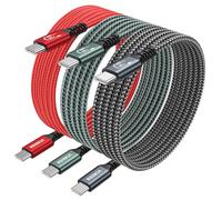 Cable USB C de 60 W [3 unidades de 0,5 M] USB C a USB C, cable de carga rápida PD 3.0 para iPhone 15, cable de carga iPhone 16, Samsung Galaxy S24 S23 S22, iPad Pro/Air