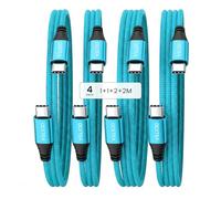 Cable USB C de 60 W, paquete de 4 unidades, 1 m, 2 m, 2 m, cable USB C a USB C, PD 3.0, cable de carga rápida USB C, compatible con iPhone 16 15 Pro Max, MacBook Pro Air, iPad Pro Air, Galaxy S24 S23