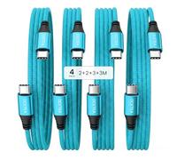 Cable USB C de 60 W, paquete de 4 unidades, 2 m, 3 m, 3 m, cable USB C a USB C, PD 3.0, cable de carga rápida USB C, compatible con iPhone 16 15 Pro Max, MacBook Pro Air, iPad Pro Air, Galaxy S24 S23