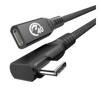 Cable USB C de extensión 240W 0.3M,Cable Thunderbolt 4 & USB C macho a hembra en ángulo recto,PD 3.1 Carga rápida 40Gbps 8K vídeo,cable extensión de tipo C,para MacBook Pro/Air iPad, Galaxy S24