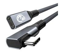 Cable USB C de extensión 240W 0.6M,Cable Thunderbolt 4 & USB C macho a hembra en ángulo recto,PD 3.1 Carga rápida 40Gbps 8K vídeo,cable extensión de tipo C,para MacBook Pro/Air iPad, Galaxy S24