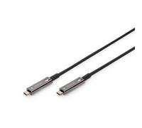 Digitus Cable USB-C AOC fibra óptica híbrida - USB 3.1, DP 1.2, DP Alt-Mode, Plug&Play, 10 m negro