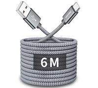 Cable USB C Extra Largo 6M, Cable USB a Tipo C 6 Metros para Mando Ps5/Ps4, iPhone 17/17 Air/17 Pro/17 Pro Max/16/16 e/16 Pro/16 Pro Max, Samsung Galaxy, Xiaomi Redmi, Pixel