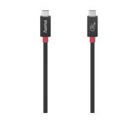 Hama | Cable USB C de 1 metro (Transferencia de datos de hasta 40 Gbit/s, Doble blindaje, Delgado y compacto, Protección optimizada contra torceduras) Color Negro y Rojo