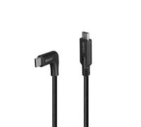 Cable USB C Lindy 32019 1,5m USB 3.2 Gen 2 10Gbit/s Negro Ángulo Recto 60W PD