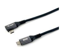 Equip 128891 USB 2.0 C auf C 90° abgewinkeltes Kabel, M/M 1,0m, PD 100W, Schwarz