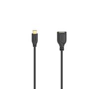 Cable USB-C OTG ""Flexi-Slim", USB 2.0, 480 Mbps, negro, 0,15 m