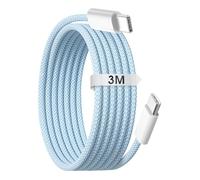 Cable USB C para iPhone 15 16, 3 Metros 60W Carga Rápida Tipo C a C Cable de Carga Trenzado USB C Cordón Para 15/15 Plus/15 Pro Max/16/16 Pro Max/iPad Pro Air Galaxy Google Pixel Xiaomi (Azul)