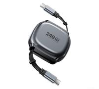 Cable USB C retráctil de 240 W con soporte PD3 1 y conector magnético, permite una carga rápida y transferencia de datos, cuatro preajustes de longitud disponibles (negro)