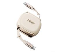 Cable USB C retráctil de 240 W PD3 1 con bloqueo magnético, proporciona carga rápida y datos fiables, cuatro ajustes de longitud para gestión de cables (blanco)