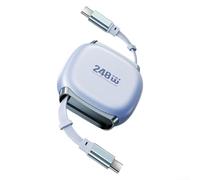 Cable USB C retráctil PD3 1 de 240 W con diseño magnético que ofrece cuatro opciones de longitud para una carga rápida estable y transferencia de datos (gris)