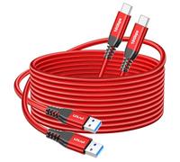 Cable USB C rojo de 10 pies, transferencia de datos de 10 Gbps, cable de sincronización USB 3.2 Gen 2 a USB C, cable de carga rápida para iPhone 16 Pro, Samsung Galaxy S23, controlador PS5, cámara web