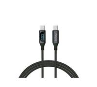 Cable USB-C Savio CL-174 con pantalla digital y carga rápida 100 W 1 m negro