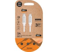 Cable USB-C Tech One Tech TEC2204 1m 3A Reforzado Blanco Power Delivery