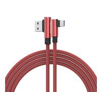 Cable USB C tipo C TECHGEAR de 1,5 m con ángulo recto de 90 grados para sincronización y carga rápida, compatible con Moto G9, G8, Samsung Note 20, S20, S10, A21s, A20e, A51, OnePlus 8, 7 - Rojo