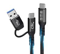 Cable USB C, USB 3.2 Gen 2X2 20Gbps, Multifunción 2 en 1 USB A a Tipo C 8K@60Hz Vídeo UHD 5A/240W PD3.1 Carga Rápida Compatible con Thunderbolt 3/4 MacBook Pro Samsung (50 centímetros)