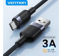 Cable USB C Vention 3A QC3.0, Cable USB A a USB Tipo C, Cable de Carga Rápida, Cable de Datos USB-C para iPhone 17 16 Huawei Xiaomi Aluminum Black