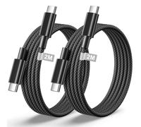 Câble USB C vers USB C pour iPhone 17/16/15/Pro Max/Plus,iPad Pro/Air/MacBook, Samsung Galaxy S25/S24 Ultra,[2M/Lot de 2] 60W Câble USBC Charge Rapide Nylon Tressé Câble Chargeur Cordon USB C