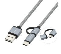 Coolbox coo-cab-u2mc-gr cable usb 1 m usb 2.0 usb a usb c/micro-usb b