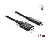 Cable USB Delock 83681 15 m USB-C a Micro-USB B óptico negro