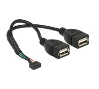 Cable USB Delock 84933 0,2 m USB 2.0 2 x USB A Negro