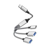 Cable USB Dividido - Adaptador De Derivación De Alta Velocidad De 1 Pie, Concentrador De Triple Puerto | Conector De Transferencia De 480Mbps, Herramienta De Blindaje Duradero para PC, TV, Po