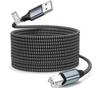 Cable USB Impresora 5M Largo, USB 2.0 Tipo A a Tipo B Nailon Trenzado, Alta Velocidad y Duradero, Compatible con Epson, HP, Envy, Canon, Dell, Xerox, Samsung, Brother, para Impresora, Escáner, Fax, PC