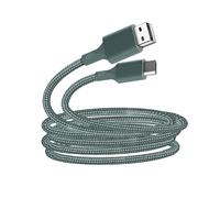 Cable USB - JUST GREEN - Algodón reciclable 2 m - USB A micro USB - 2.1A - Verde Noche