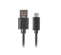 Cable usb lanberg 2.0 macho - usb tipo c macho quick charge 3.0 1m negro