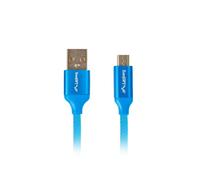Cable USB Lanberg CA-USBM-20CU-0018-BL 1,8m Micro-USB A a USB A 2.0 Azul contactos oro