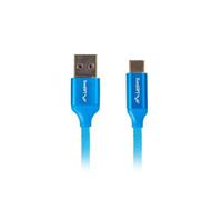 CABLE USB LANBERG 2.0 MACHO/USB C MACHO QUICK CHARGE 3.0 0.5M AZUL