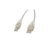 CABLE USB LANBERG USB-A MACHO A USB-B MACHO FERRITA 5M TRANSPARENTE