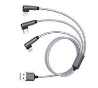 Cable USB Múltiple, Múltiple 3 en 1 Cable De Carga Rápida De 90 Grados 3 m Con iPhone/Micro/USB tipo C Cable Carga Universal Múltiple De Nylon Para iPhone, Samsung, Huawei, Xiaomi, Tableta Portátil