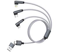 Cable USB Múltiple, Múltiple 3 en 2 Cable De Carga Rápida De 90 Grados 1.8m Con iPhone/Micro/USB tipo C Cable Carga Universal Múltiple De Nylon Para iPhone, Samsung, Huawei, Xiaomi, Tableta Portátil