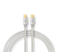 Cable USB Nedis | USB 2.0 | USB-C™ macho | USB-C™ macho | USB-C™ hembra 480 Mbps | Dorado | 3,00 m | redondo | trenzado / nailon | aluminio | embalaje con ventana de visualización