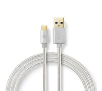 Cable USB Nedis | USB 3.2 Gen 1 | Enchufe USB-A | Enchufe USB-C™ | 5 Gbps | chapado en oro | 1,00 m | redondo | trenzado / nailon | aluminio | embalaje con ventana de visualización