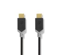 Cable USB Nedis | USB 3.2 Gen 2 | Conector USB-C™ | Conector USB-C™ | 10 Gbps | chapado en oro | 1,00 m | redondo | PVC | antracita | embalaje con ventana de visualización