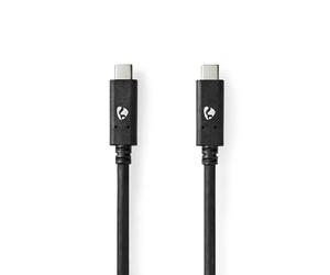 Cable USB Nedis | USB 3.2 Gen 2 | USB-C™ macho |USB-C™ macho - 100 W | 4K@60Hz | 10 Gbps | Niquelado | 1,00 m | Redondo | PVC | Negro | Caja