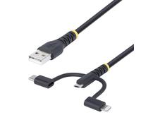 Cable USB StarTech RLTCUB1MBK 3 en 1 1 m Aramida MFi Lightning USB-C Micro-USB Negro