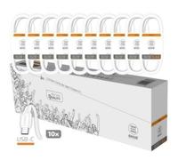 Cable USB Tech One Tech Basik TEC2953 1m USB-C Pack 10, PVC trenzado, 2.4A, blanco