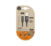 Cable Usb Tech One Tech Braided Nylon Tipo Usb-C Multi Longitud 1 Mt 2A Color Negro