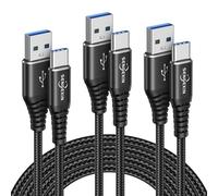 Cable USB tipo C [3 metros, 3 piezas], cable USB C carga rápida compatible con Samsung Galaxy S24 S23 S22 S21 S20,A71 A51 A32 A12,Google Pixel 7 6 5,PS5,Switch,Huawei P50 P40,Xiaomi,OnePlus 9 - Negro