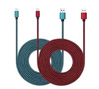 Cable USB tipo C 3M con carga rápida 3A, paquete de 2 cables de carga súper duraderos trenzados de nailon USB-C 3M Compatible con Galaxy S10/S9/S8/Google Pixel/LG/OnePlus/Moto y más (Rojo + azul)