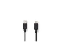 Cable USB | USB 2.0 | USB-A macho | USB Micro-A | 480Mbps | Niquelado | 2,00 metros | Redondo | PVC | Negro | Bolsa de plastico