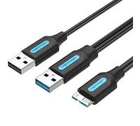 Cable USB Vention CQPBF USB 3.0 Micro-B/USB 2.0 A 1m 5Gbps Negro Alimentación Extra