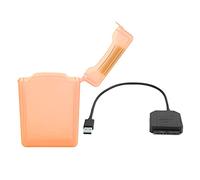 Cable USB3.0, Enchufe de la UE Adaptador de Disco Duro de 100-240 V con Caja Protectora para SSD HDD de 2,5 Pulgadas Y 3,5 Pulgadas(rojo)